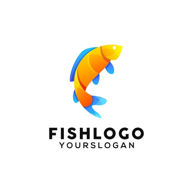 Modèle De Conception De Logo Coloré De Poisson