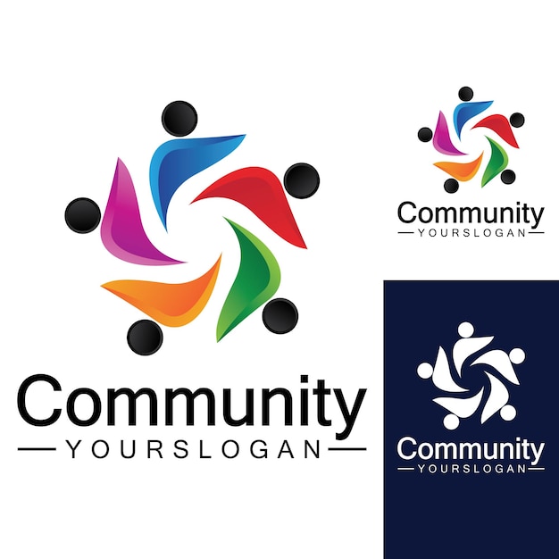 Modèle de conception de logo communautaire pour les équipes ou les groupesconception de réseaux et d'icônes sociales