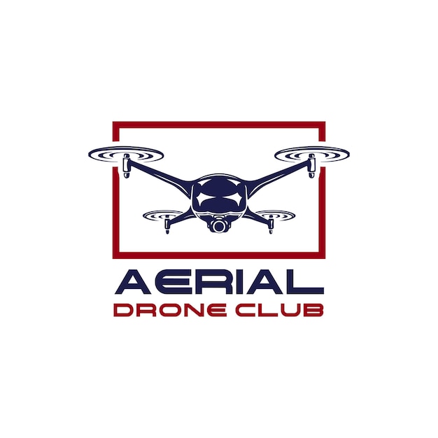 Modèle de conception de logo de communauté de quad copter de logo de club de drone aérien