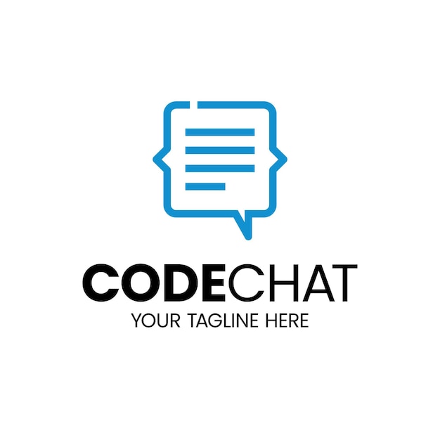 Modèle de conception de logo de communication plat de chat de code