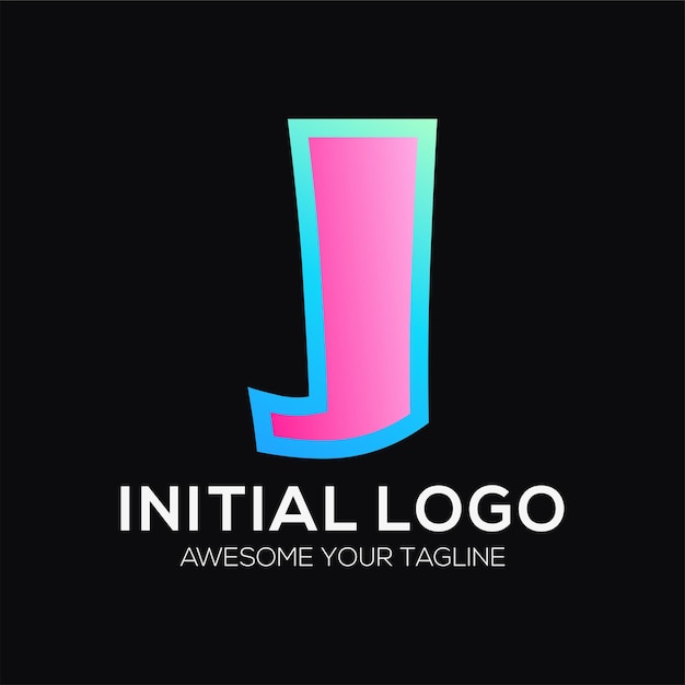 modèle de conception de logo couleur j initial moderne