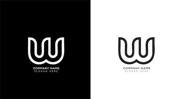 Modèle de conception de logo créatif dégradé lettre w avec noir et blanc