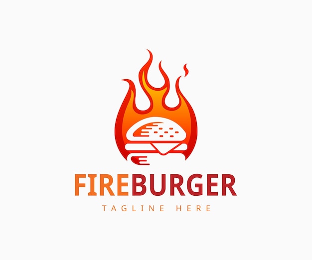 Modèle De Conception De Logo Creative Hot Fire Flame Burger