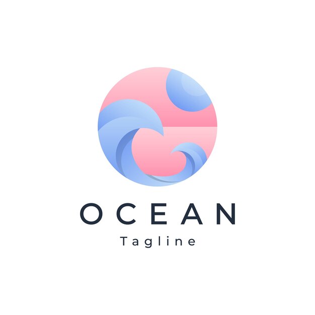 Vecteur modèle de conception de logo dégradé 3d ocean sun wave