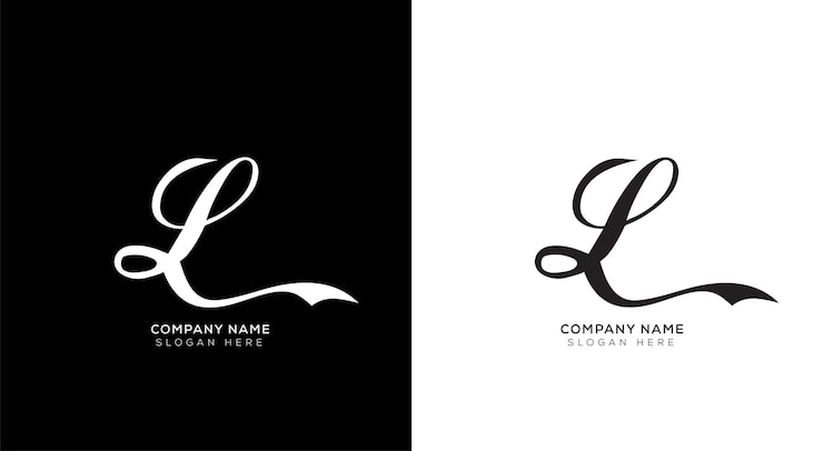 Vecteur modèle de conception de logo dégradé lettre l avec fond noir et blanc