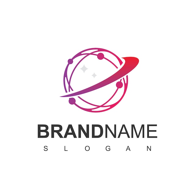 Modèle de conception de logo du monde de la technologie