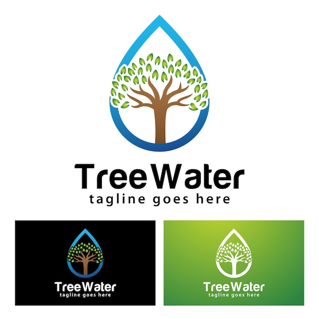 Modèle de conception de logo d'eau d'arbre