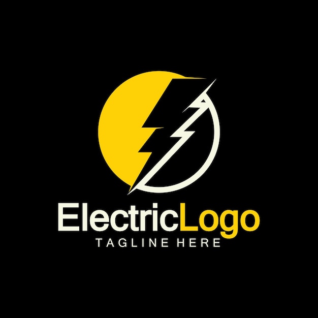 Modèle De Conception De Logo électrique Isolé Sur Fond Noir