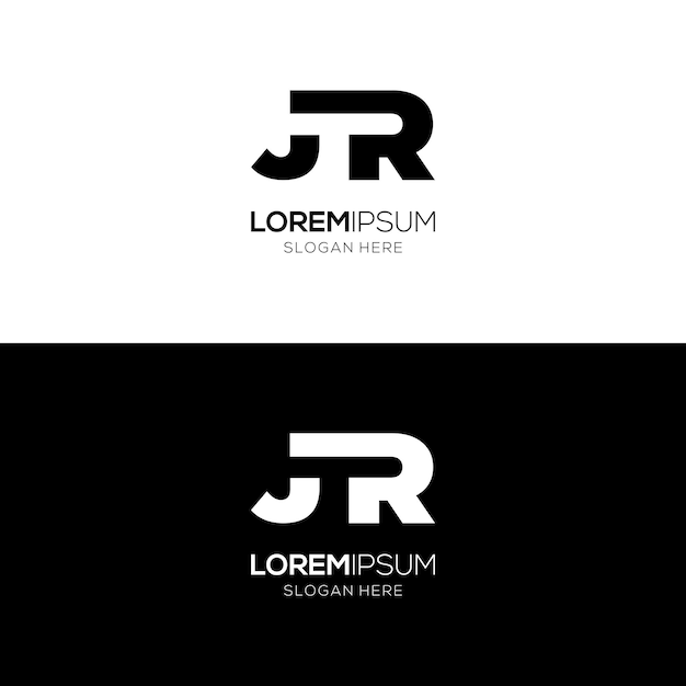 Un modèle de conception de logo élégant pour la lettre JR ou JTR pour les entreprises modernes