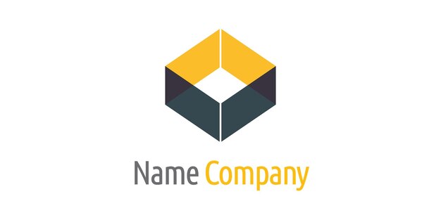 Modèle de conception de logo d'entreprise Insigne d'icône de marque d'un cube jaune et gris Creative Business Concept vector Design