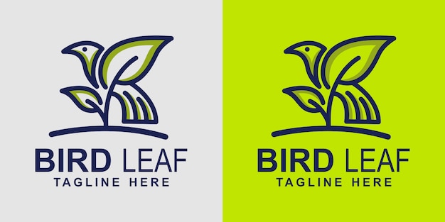 Modèle De Conception De Logo De Feuille D'oiseau