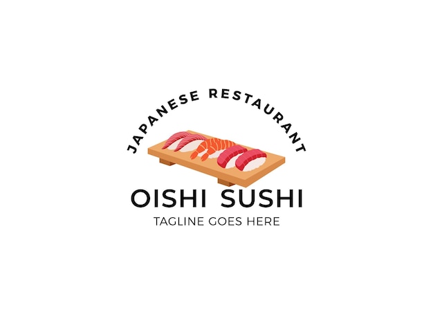 Modèle De Conception De Logo De Fruits De Mer Et De Sushi Japonais.