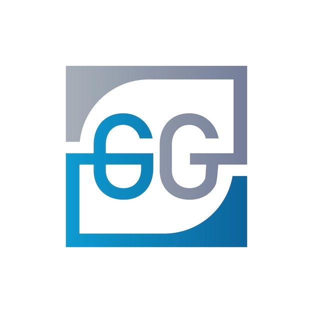modèle de conception de logo GG vectoriel avec fond carré