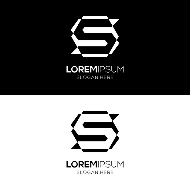 Modèle de conception de logo hexagonal avec lettre S à l'intérieur