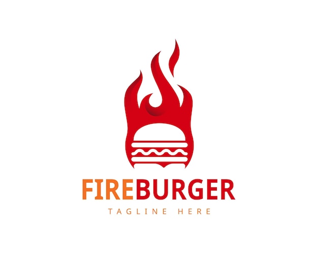 Modèle De Conception De Logo Hot Burger Création De Logo D'étiquette De Feu Hamburger Créatif