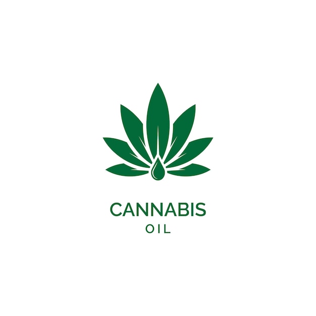 Vecteur modèle de conception de logo d'huile de cannabis chanvre marijuana cbd