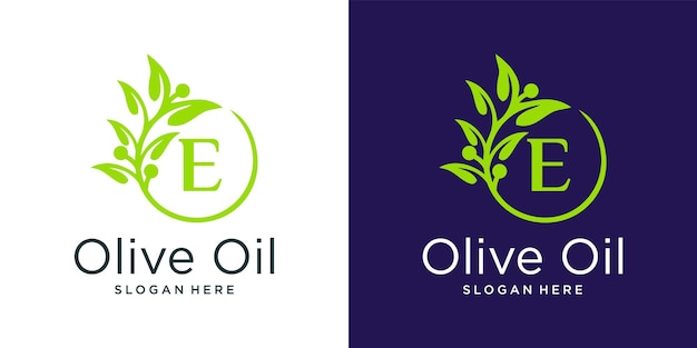 Modèle De Conception De Logo D'huile D'olive Lettre E