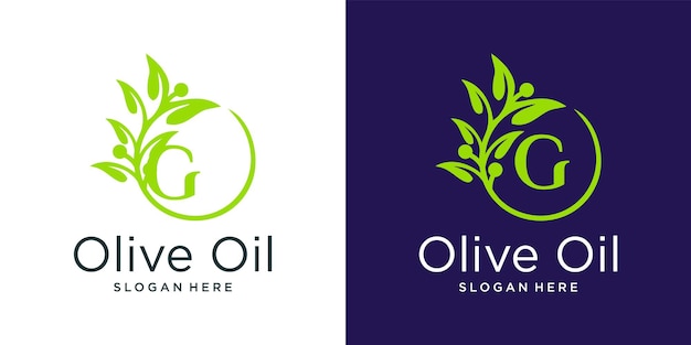 Modèle De Conception De Logo D'huile D'olive Lettre G