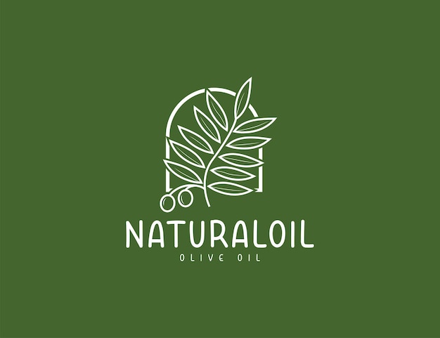 Modèle De Conception De Logo D'huile D'olive Naturelle Et De Feuilles