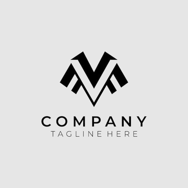 Modèle de conception de logo d'illustration vectorielle du logo VM Wings initial