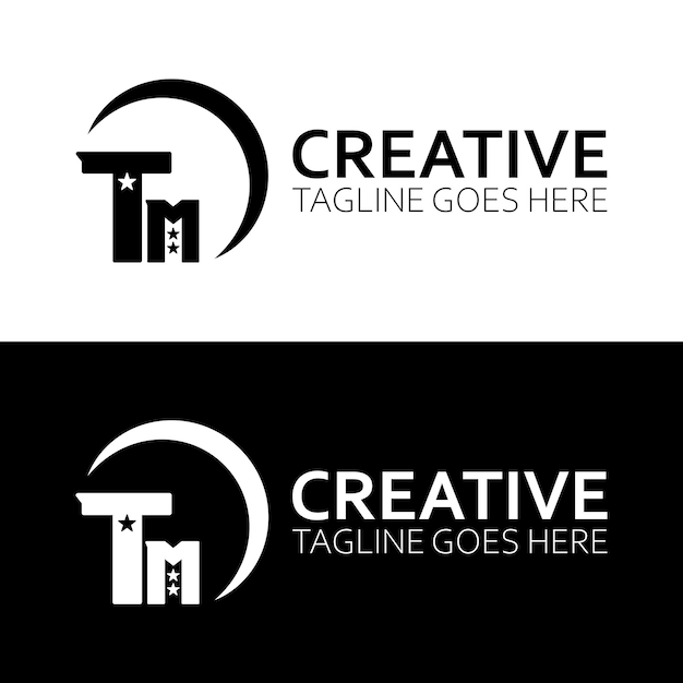 Modèle De Conception De Logo Initial Letter Tm Avec Demi-rond