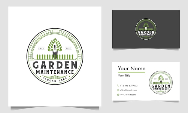 Modèle De Conception De Logo De Jardin Vert Et Carte De Visite