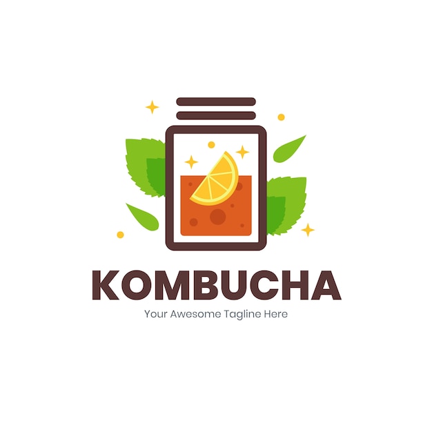 Vecteur modèle de conception de logo kombucha