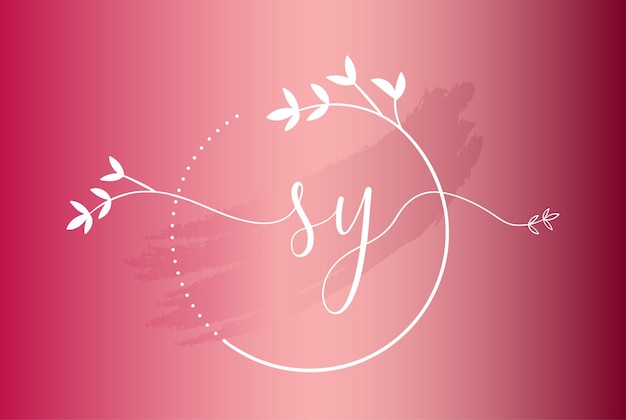 Vecteur modèle de conception de logo de lettre initiale féminine de luxe sy avec calligraphie