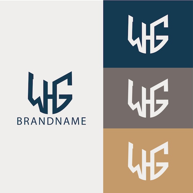 Vecteur modèle de conception de logo lettre initiale monogramme moderne whg