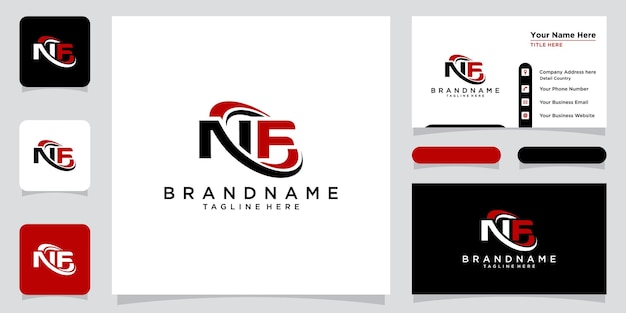 Modèle De Conception De Logo Lettre Initiale Nf Avec Conception De Carte De Visite Vecteur Premium