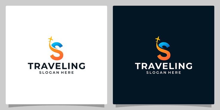 Modèle de conception de logo lettre initiale S avec conception graphique de voyage aérien Illustration vectorielle de voyage Création de symbole d'icône d'avion