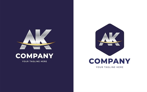 Modèle de conception de logo de lettre A et K de luxe élégant