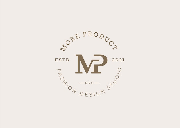 Modèle De Conception De Logo De Lettre Mp Initiale Minimaliste, Style Vintage, Illustrations Vectorielles