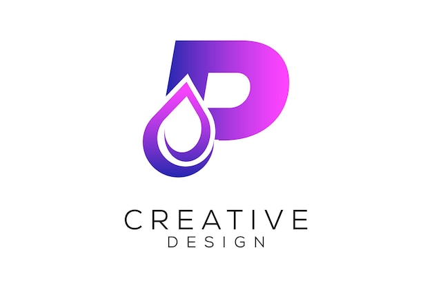 Vecteur modèle de conception de logo lettre p drop