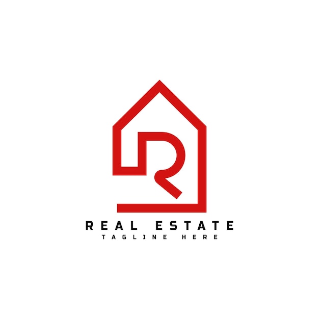 Modèle de conception de logo de lettre R immobilier