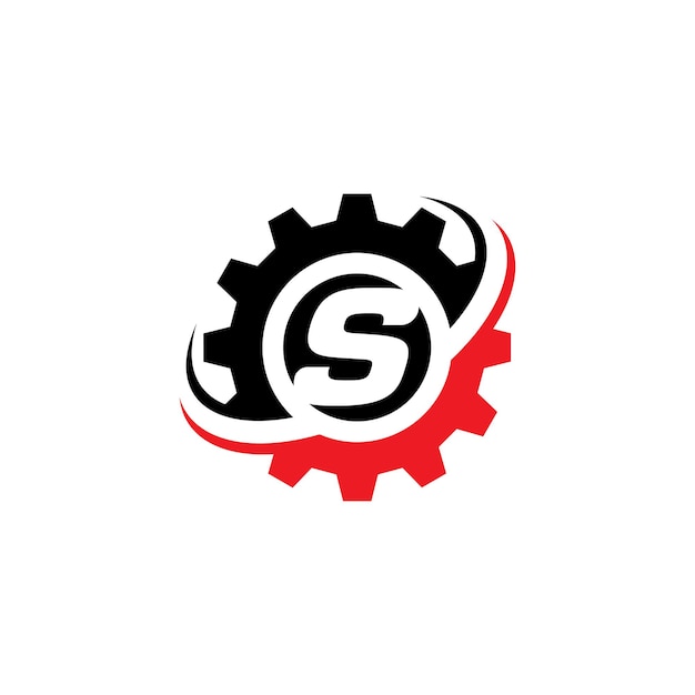 Vecteur modèle de conception de logo lettre s gear