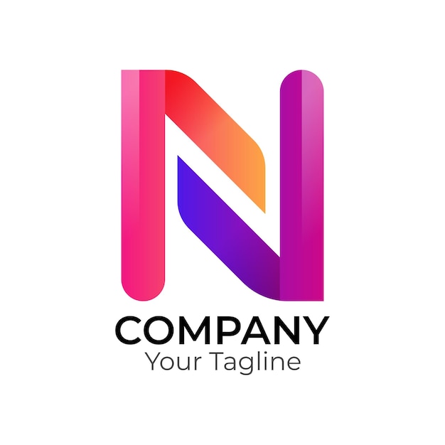 Un modèle de conception de logo de lettres colorées en 3D avec une typographie moderne et minimaliste abstraite