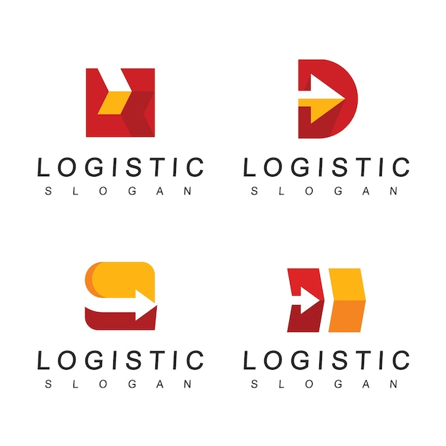 Modèle De Conception De Logo Logistique à L'aide De L'icône De Flèche