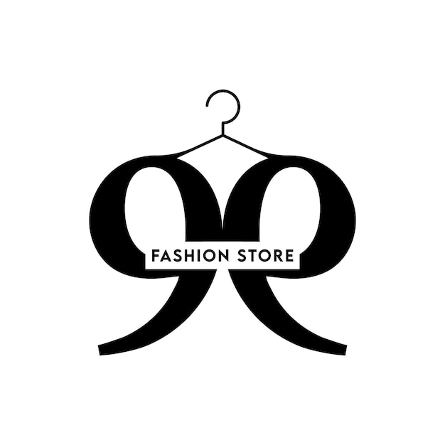 Vecteur modèle de conception de logo de magasin de mode de ligne de cintre