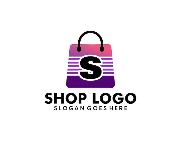 Modèle de conception de logo de magasinage en ligne curseur de souris de style simple et minimal avec des concepts de sac