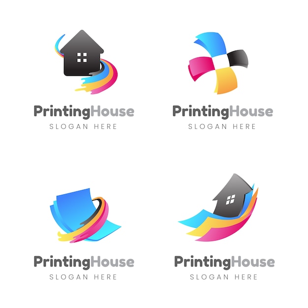 Modèle de conception de logo de maison d'impression