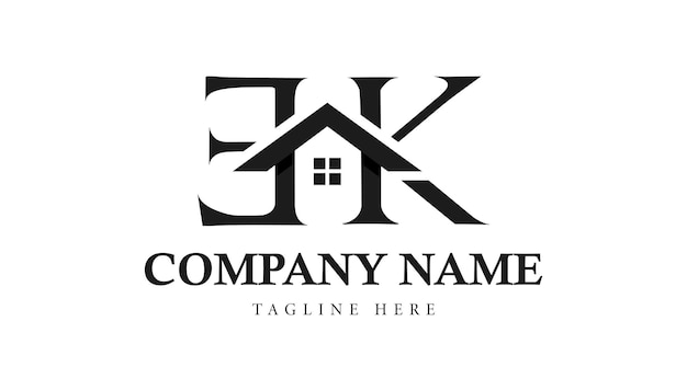 Modèle De Conception De Logo De Maison Ou De Lettre De Maison Ek Immobilier