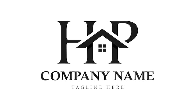 Modèle de conception de logo de maison ou de lettre de maison HP immobilier