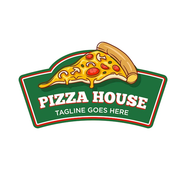 Modèle de conception de logo de maison de pizza