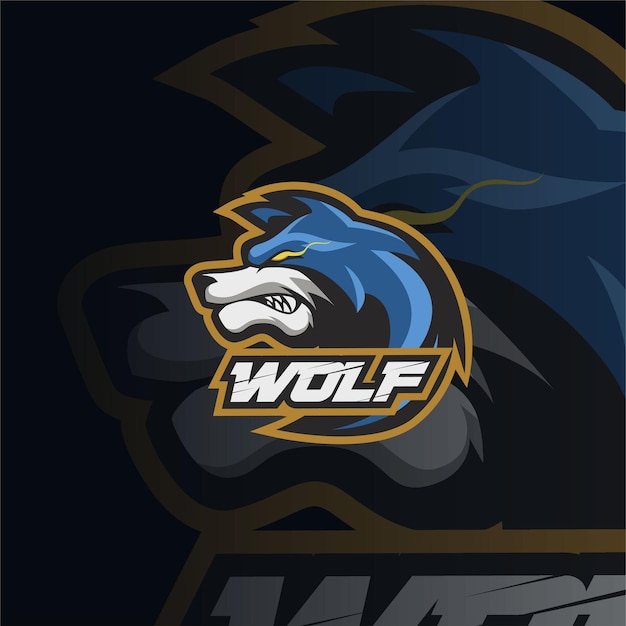 Modèle de conception de logo de mascotte de loup esport