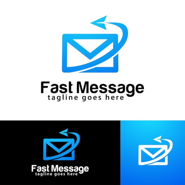 Vecteur modèle de conception de logo de message rapide