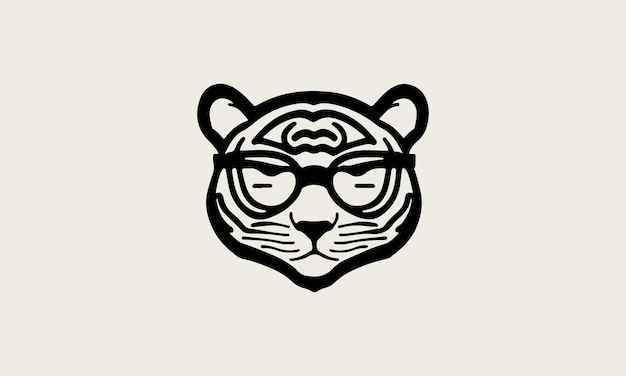 Modèle De Conception De Logo Minimaliste Simple D'une Ligne De Tigre Geek Mignon