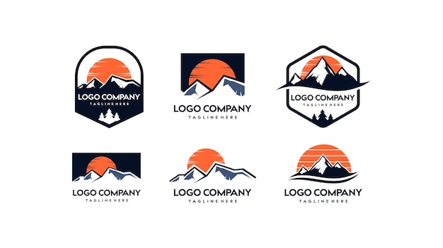 modèle de conception de logo de montagne ou de collines de collections