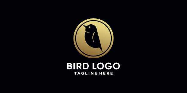 Modèle De Conception De Logo Oiseau Avec Couleur De Style Dégradé Doré Et Concept De Cercle Vecteur Premium