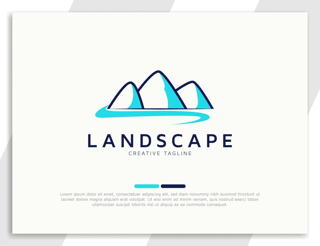 Modèle De Conception De Logo De Paysage De Montagne Et De Rivière